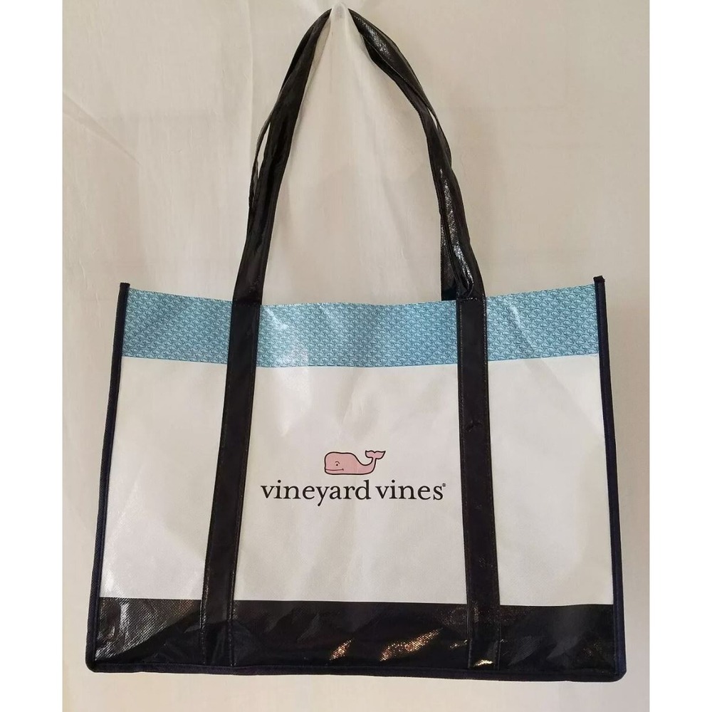 Set of 4 - Vineyard Vines Plastic Grocery Beach Reusable Tote Bag 16"X 12"